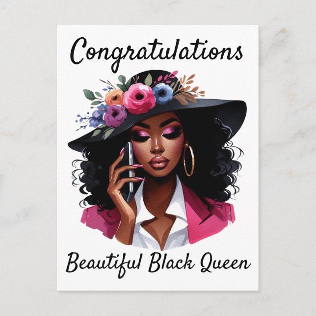 Black woman birthday card postkarte (Vorderseite)