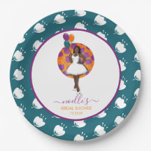 Black Woman Brautparty Balloons Blume Aquamarin