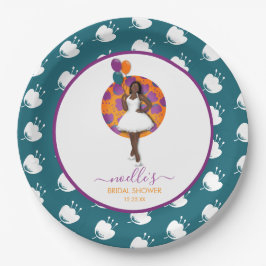Black Woman Brautparty Balloons Blume Aquamarin Pappteller