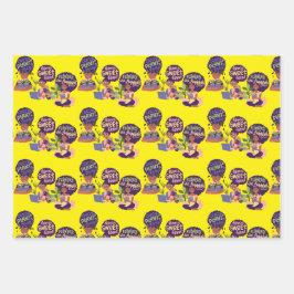 Black Woman Crazy Pflanze Lady, Zuhause Sweet Zuha Geschenkpapier Set