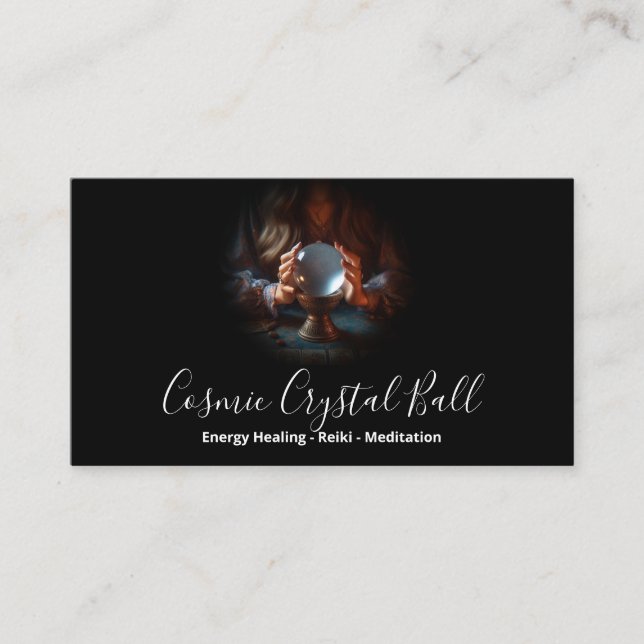 Black Woman Crystal Ball Energy Reiki Meditation Visitenkarte (Vorderseite)