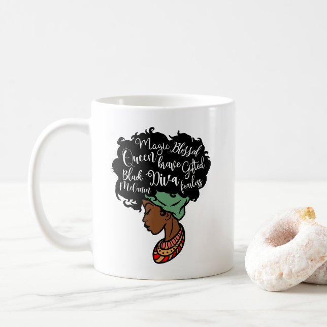 Black Woman Diva Queen Mug (Avec donut)