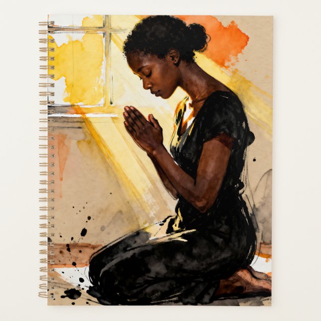 Black Woman Praying | Impasto Abstract Art Planer (Vorderseite)