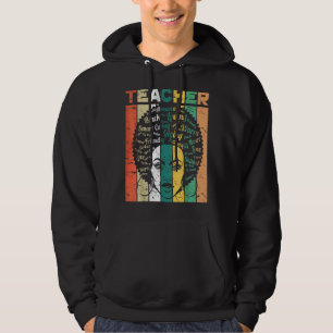 Black Woman Teacher Afro Retro Black History Month Hoodie