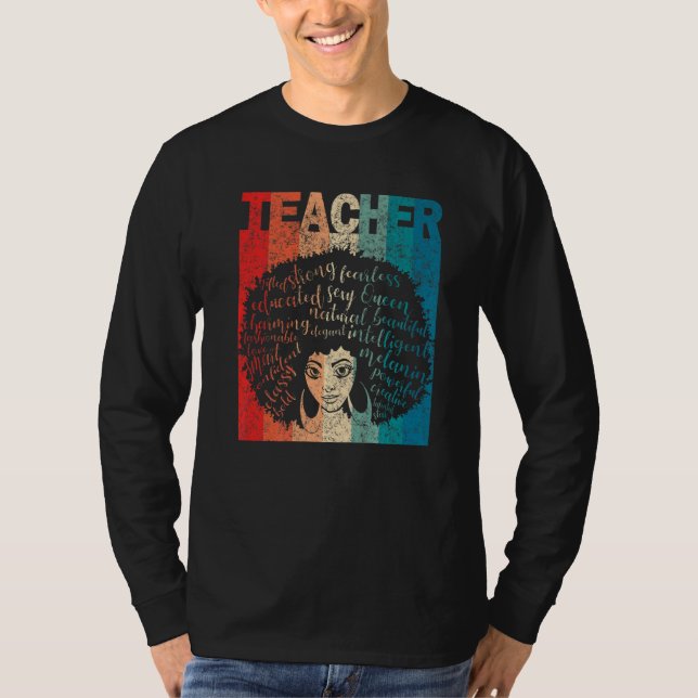 Black Woman Teacher Afro Retro Black History Month T-Shirt (Vorderseite)