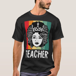 Black Woman Teacher Afro Retro Black History Month T-Shirt