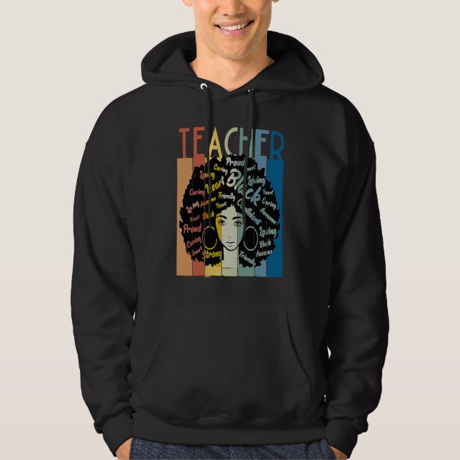 Black Woman Teacher Afro Retro Cool Black History  Hoodie (Vorderseite)