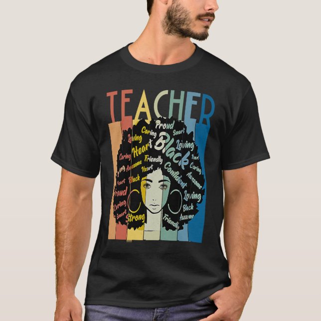 Black Woman Teacher Afro Retro Cool Black History  T-Shirt (Vorderseite)