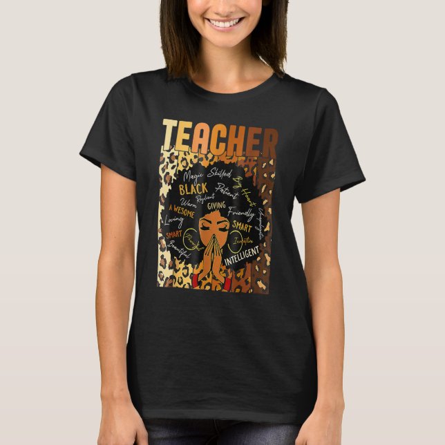Black Woman Teacher Afro Retro Matching Black Hist T-Shirt (Vorderseite)