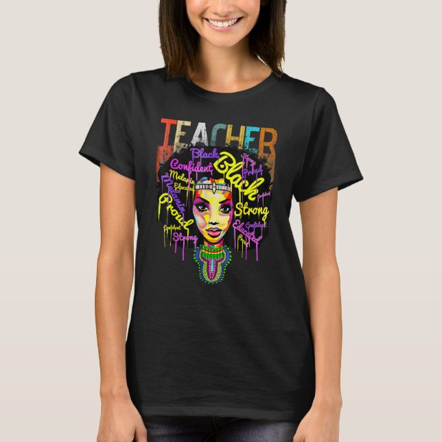 Black Woman Teacher Afro Shirt Black History Month (Vorderseite)
