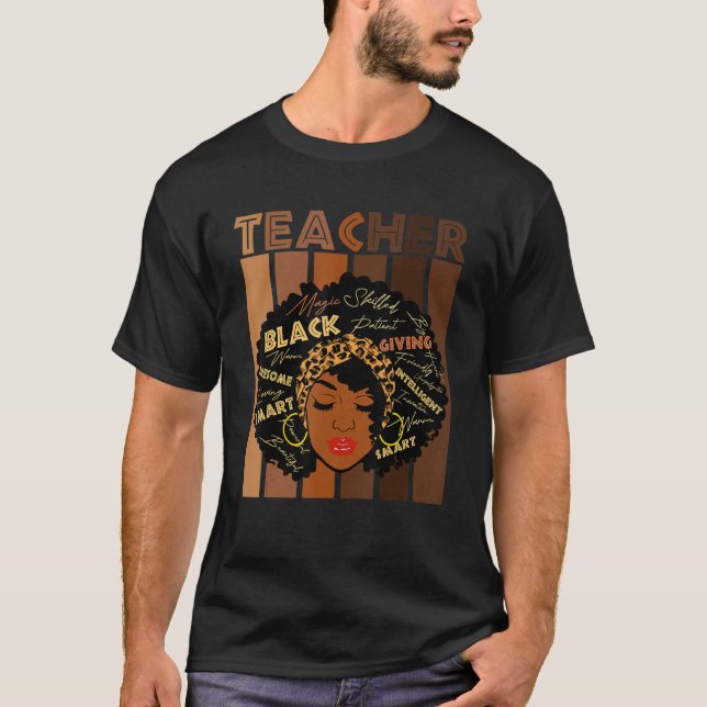 Black Woman Teacher Afro Smart African American Lo T-Shirt (Vorderseite)