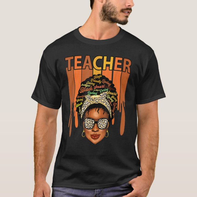 Black Woman Teacher Afro Smart African American Lo T-Shirt (Vorderseite)