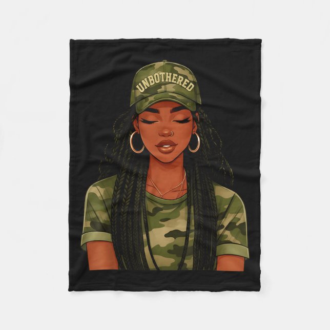 Black Woman Unbothered Locs Camo Girl Women Loc'd  Fleecedecke (Vorderseite)