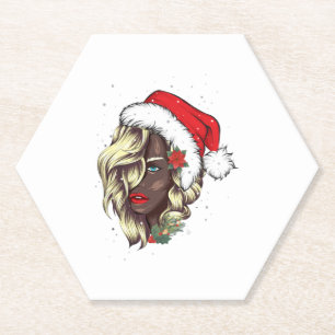 Black Women African American Christmas Santa Claus Untersetzer
