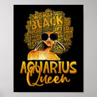 Black Women Afro Hair Art AQUARIUS Königin Februar