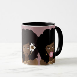 Black Women Friends, Annoyed, Blume, Bubblegum Tasse