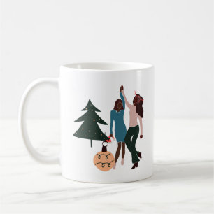 Black Women Illustriert Weihnachtskaffee Tasse