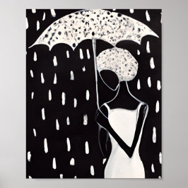 BLACK WOMEN IN THE RAIN WITH AN  UMBRELLA  POSTER