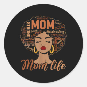 Black Women Mama Life Melanin American Hit Runder Aufkleber