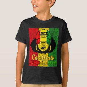 Black Women Messy Bun Juneteenth Celebrate Indepat T-Shirt