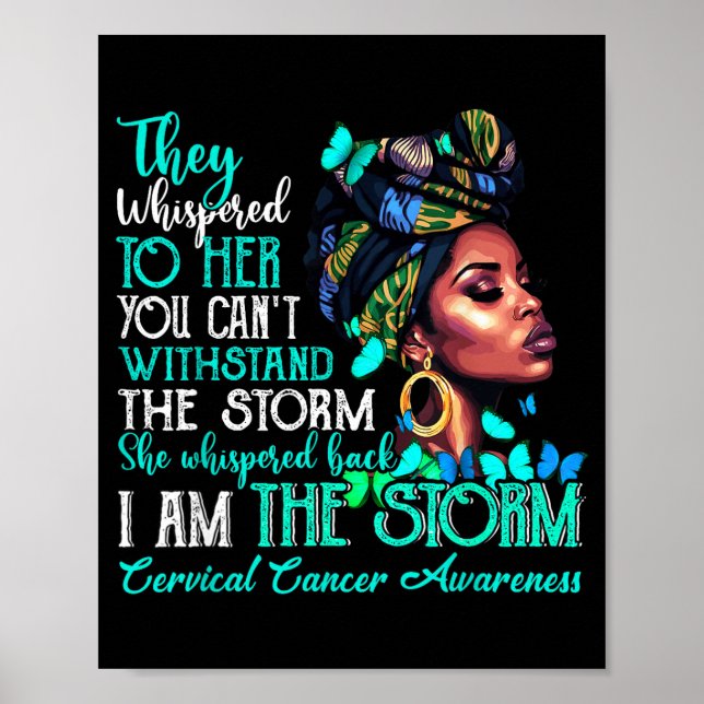 Black Women Motivation Suprt Cervical Cancer Aware Poster (Vorne)