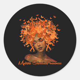 Black Women Queen Orange Ribbon Multiple Sklerose Runder Aufkleber