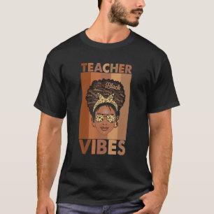 Black Women Teacher Afro Retro Black History Month T-Shirt