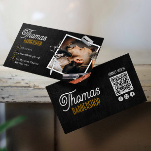 Black Wood BarberShop Haarschneider Verbinde dich  Visitenkarte