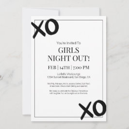 Black XOXO Girls Night Out Party Galentine Einladung
