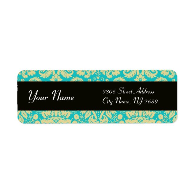 BLACK YELLOW AQUA BLUE AQUAMARIN DAMASK (Vorne)