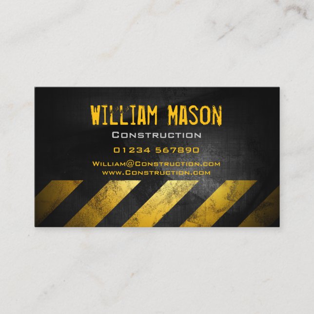 Black Yellow Chevrons Business Card Visitenkarte (Vorderseite)