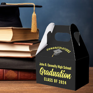 Black Yellow Custom 2024 Graduation Party Geschenkschachtel