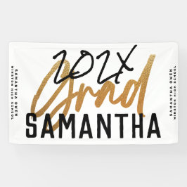Black Yellow Foil Grad Jahr Custom Chic Banne Banner