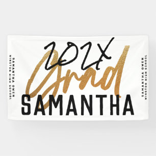 Black Yellow Foil Grad Jahr Custom Chic Banne Banner
