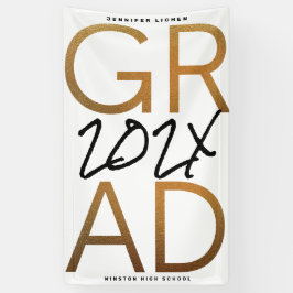 Black Yellow Foil Grad Jahr Custom Chic Banner