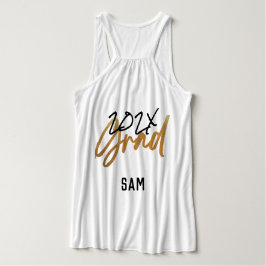 Black Yellow Foil Grad Jahr Custom Chic Tank Top