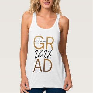 Black Yellow Foil Grad Jahr Custom Chic Tank Top