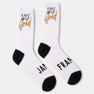 Black Yellow Foil Grad Jahr Custom Modern Socken