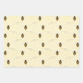 Black Yellow Gold Bees Baby Shower Geschenkpapier Set