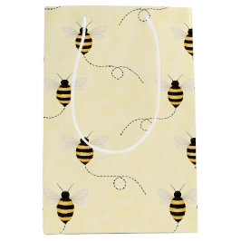 Black Yellow Gold Bees Baby Shower Mittlere Geschenktüte
