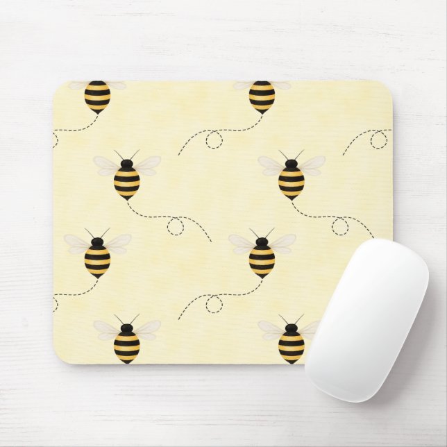 Black Yellow Gold Bees Mousepad (Mit Mouse)