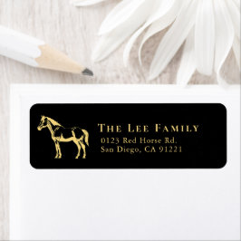 Black Yellow/Gold Horse Return Address