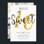Black Yellow Gold Moderne Sweet 16 Geburtstagspart Einladung<br><div class="desc">Passen Sie Ihre Veranstaltung an.</div>