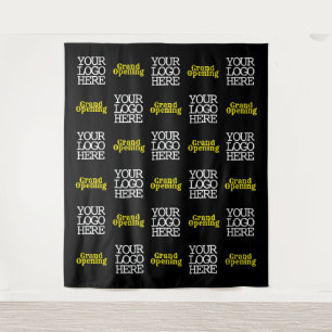 Black Yellow Grand Opening-Logo Wandteppich
