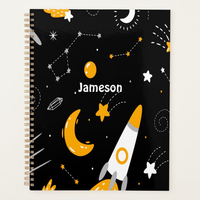 Black Yellow Night Sky Weltraumrakete Planer (Vorderseite)