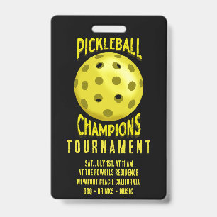 Black Yellow Pickleball Turnier Einladung Ausweis