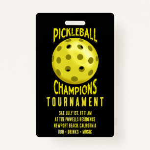 Black Yellow Pickleball Turnier Einladung Ausweis