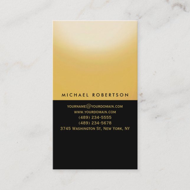 Black Yellow Schlicht Simple Consulting Business C Visitenkarte (Vorderseite)