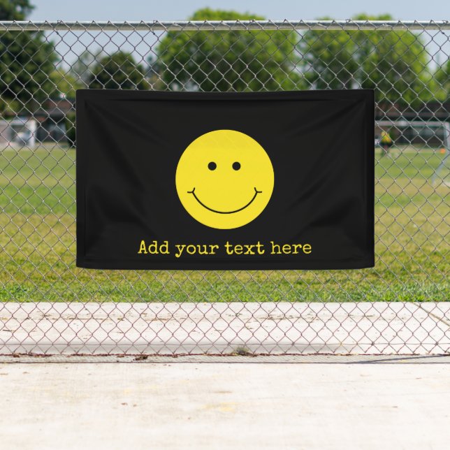 Black Yellow Smile Grin Face Happy Banner (Insitu)