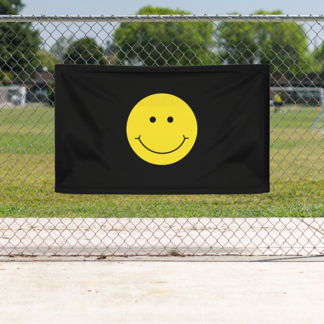 Black Yellow Smile Grin Face Happy Banner (Insitu)